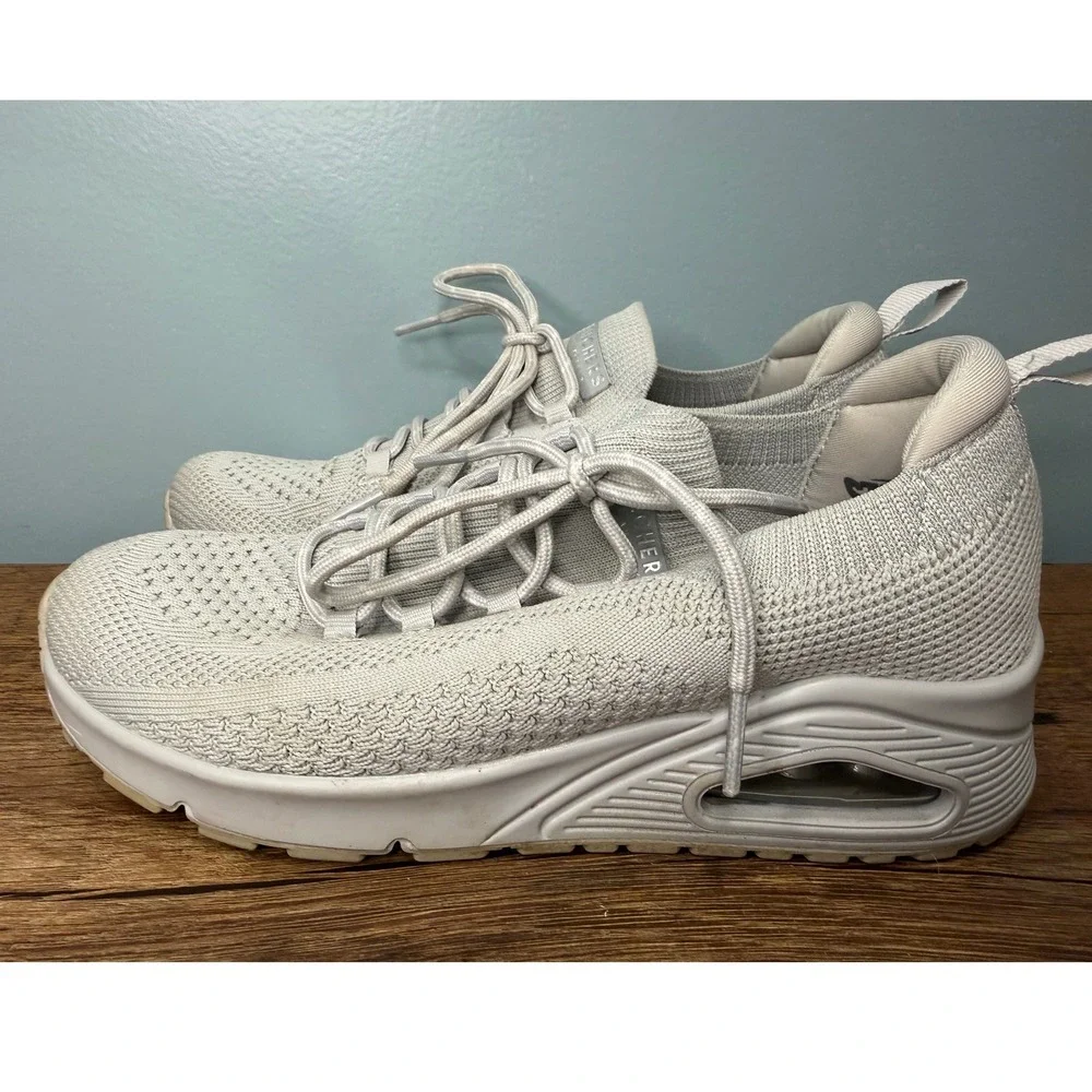 Skechers Street Uno Stretch Fit Grey Knit Sneakers 177102 Womens 7.5‎